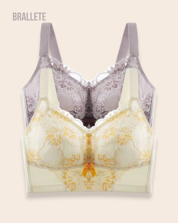 Brasier Longline Con Encaje Fresia – Compre 1 y Lleva 2 Lila + Amarillo Brasier Longline