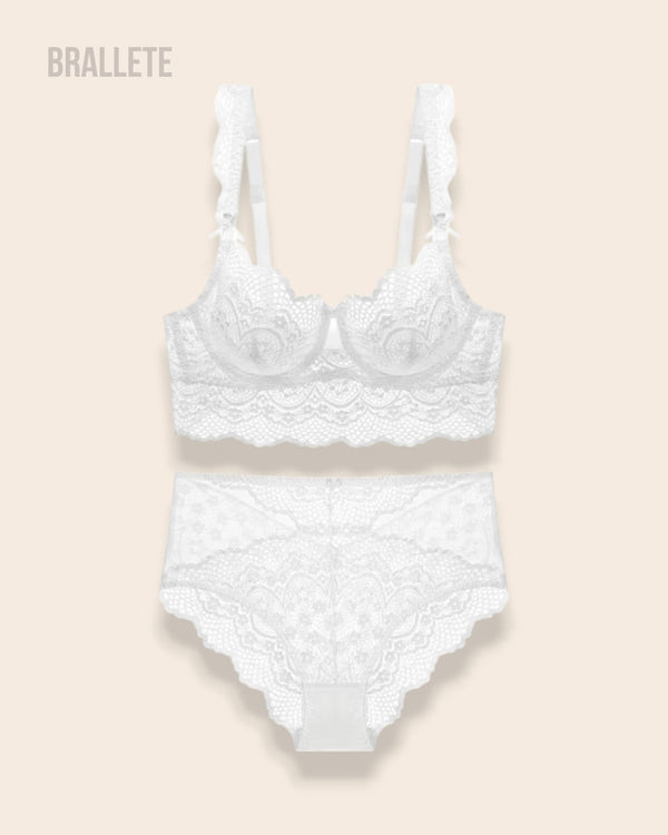 Conjunto Lencería Sin Relleno Valmira - Brallete Blanco Conjunto de Lencería
