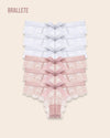 Panties Con Encaje Cintura Baja Iris - Compra 3 y Lleva 6 3x Blancas + 3x Rosas Panties