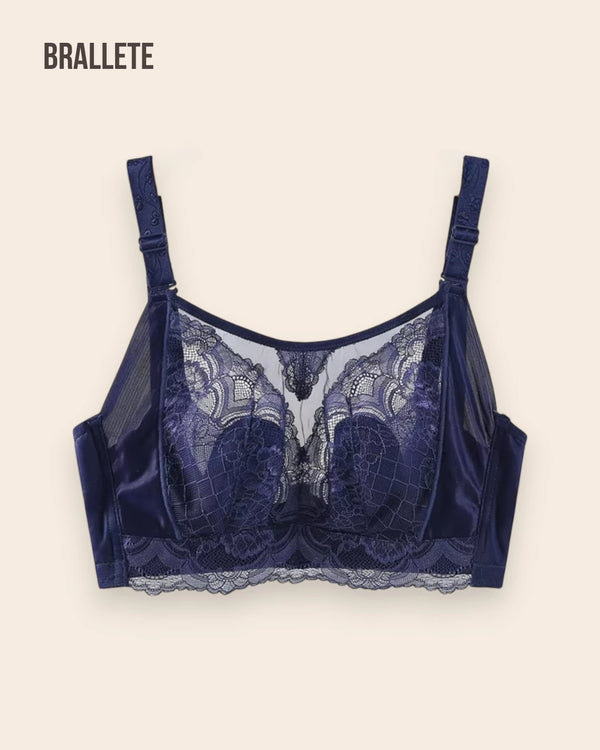 Brasier Bralette de Encaje Sin Relleno - Brallete Azul Brasier Bralette
