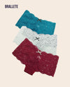 Panty Con Encaje Cintura Regular Camellia - Kit 3 Piezas Blanco + Azul Claro + Rojo Panties