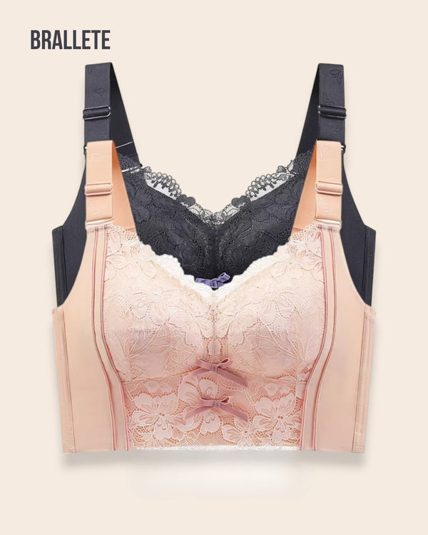 Brasier Longline Sin Varillas Tulipán - Brallete Negro + Nude Brasier Longline