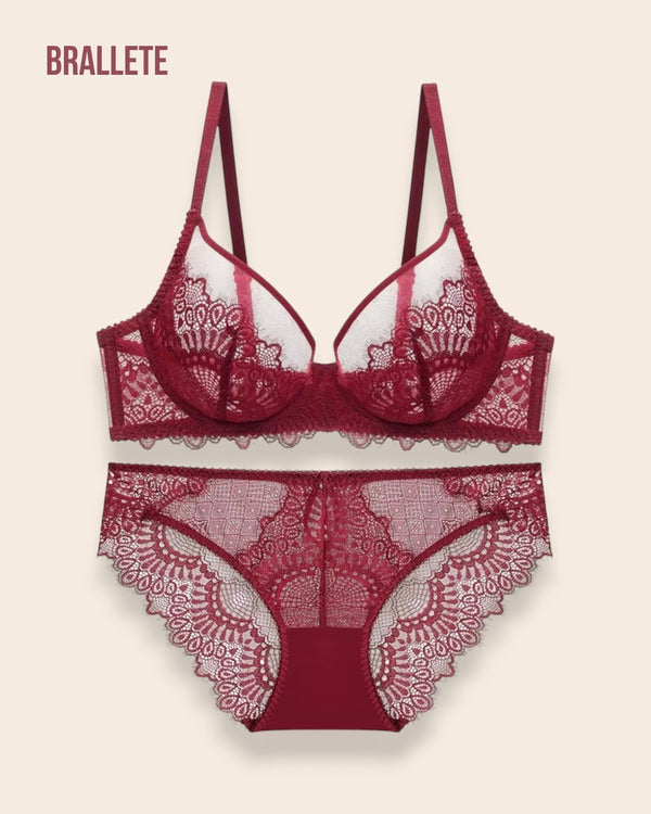 Conjunto Lencería Sin Relleno Margarita - Brallete Rojo Conjunto de Lencería