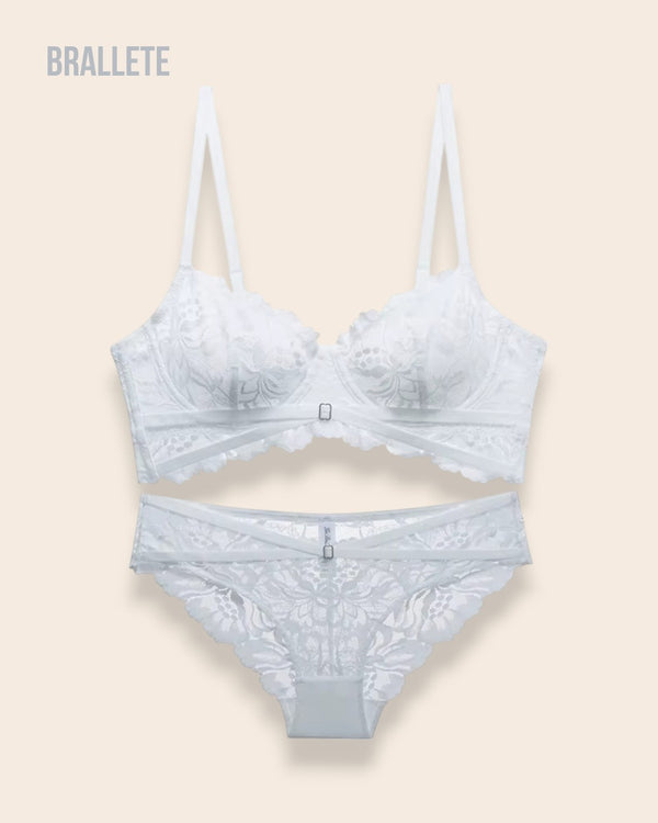 Conjunto Lencería Sin Relleno Rosalina - Brallete Blanco Conjunto de Lencería