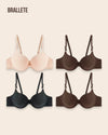 Brasier Push-Up Con Varillas Campánula - Kit 4 Piezas 2x Marrón + Nude + Negro Brasier Push-Up