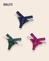 Panty Con Encaje Cintura Baja Capri - Kit 3 Piezas Azul + Verde + Rosa Panties
