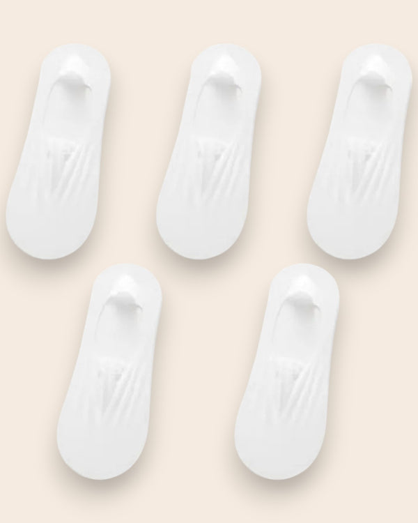 Calcetines Invisibles con Silicona Brallete - Kit de 5 Pares 5 Blancas del 3 al 8 Calcetines