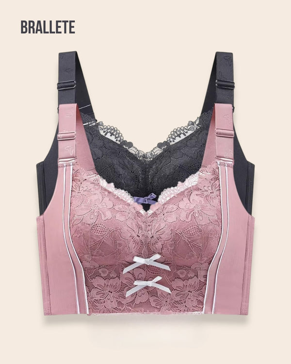 Brasier Longline Sin Varillas Tulipán - Brallete Negro + Rosa Brasier Longline