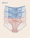 Panty Con Encaje Cintura Regular Verona - Kit 3 Piezas 2x Azul + Negro Panties