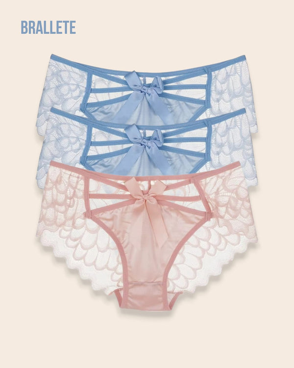 Panty Con Encaje Cintura Regular Verona - Kit 3 Piezas 2x Azul + Negro Panties