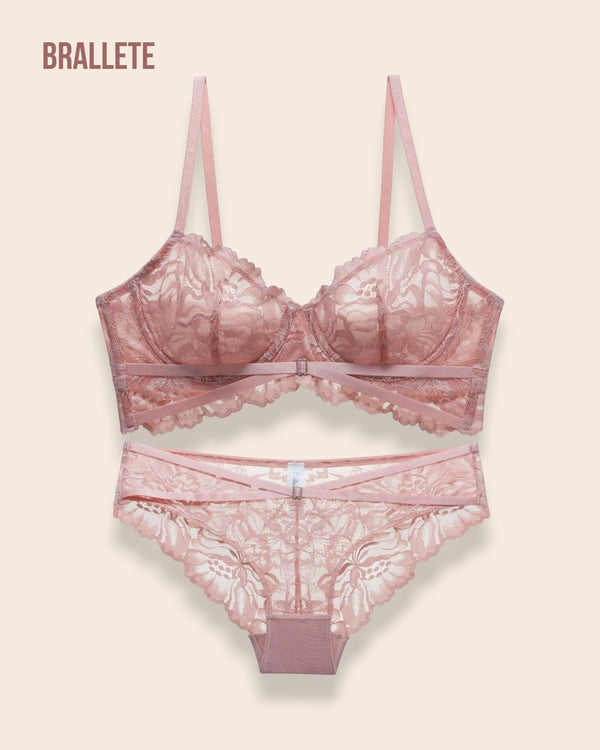 Conjunto Lencería Sin Relleno Rosalina - Brallete Rosa Conjunto de Lencería