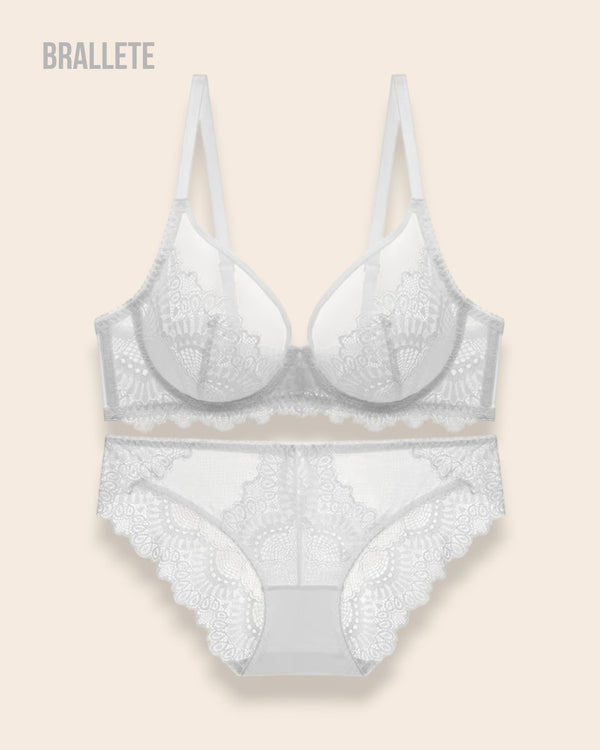 Conjunto Lencería Sin Relleno Margarita - Brallete Blanco Conjunto de Lencería