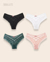 Panty Con Encaje Cintura Regular Florence - Kit 4 Piezas Negro + Blanco + Verde + Rosa Panties