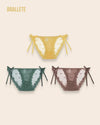 Panty Con Encaje Cintura Regular Seychelles - Kit 3 Piezas Amarillo + Verde + Marrón Panties