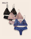 Conjunto De Lencería Sin Varillas Sin Relleno Orquídea – Compre 2 y Lleva 3 Negro + Rosa + Azul Talla Única Conjunto de Lencería