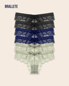 Panties Con Encaje Cintura Baja Iris - Compra 3 y Lleva 6 2x Negras + 2x Azules + 2x Verdes Panties