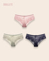 Panty Con Encaje Cintura Alta Corsica - Compra 2 y Lleva 3 Rosa + Verde + Azul Panties