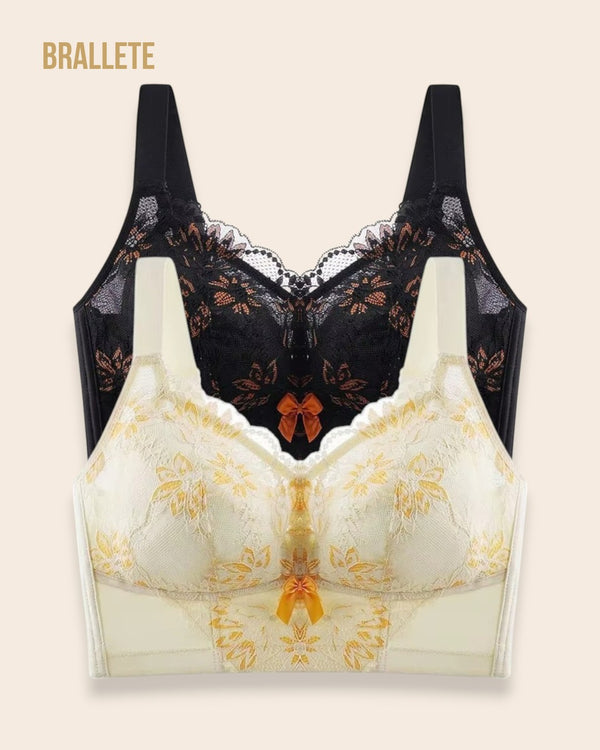 Brasier Longline Con Encaje Fresia – Compre 1 y Lleva 2 Negro + Amarillo Brasier Longline