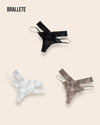 Panty Con Encaje Cintura Baja Capri - Kit 3 Piezas Negro + Blanco+ Marrón Panties