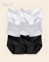 Panties Sin Costuras Cintura Alta Cianita - Kit 6 Piezas Blanco + Gris + Negro Panties