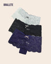 Panty Con Encaje Cintura Regular Camellia - Kit 3 Piezas Negro + Blanco + Azul Panties