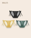 Panty Con Encaje Cintura Regular Seychelles - Kit 3 Piezas Negro + Verde + Amarillo Panties