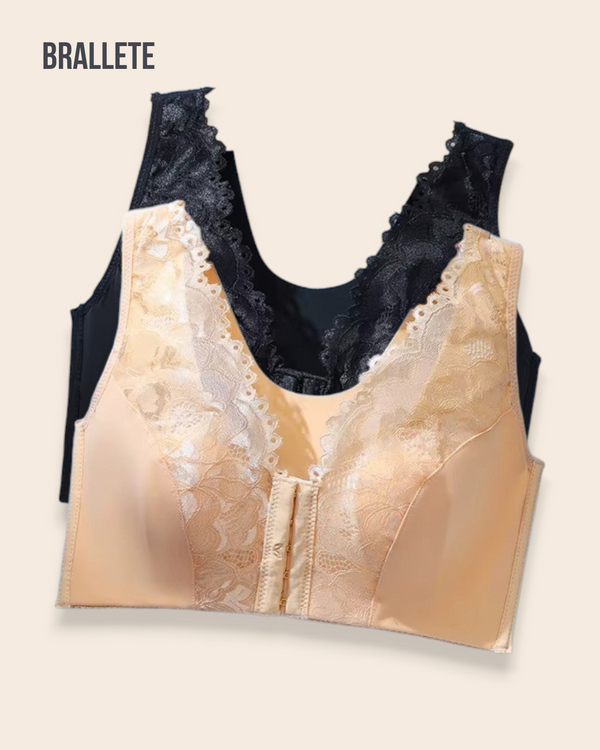 Brasier Bralette Sin Varillas Y Alto Soporte Geranio - ¡Compra 1 y Lleva 2! Negro + Nude Brasier Bralette