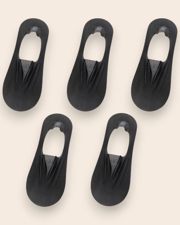 Calcetines Invisibles con Silicona Brallete - Kit de 5 Pares 5 Negras del 3 al 8 Calcetines