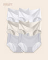 Panties Sin Costuras Cintura Alta Cianita - Kit 6 Piezas Blanco + Gris + Nude Panties