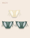 Panty Con Encaje Cintura Regular Seychelles - Kit 3 Piezas 2x Verde + Nude Panties