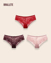 Panty Con Encaje Cintura Alta Corsica - Compra 2 y Lleva 3 Vino + Rojo + Rosa Panties