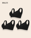 Brasier Bralette Con Varillas y Relleno – Kit 3 Piezas 3x Negro Copa Única Brasier Bralette