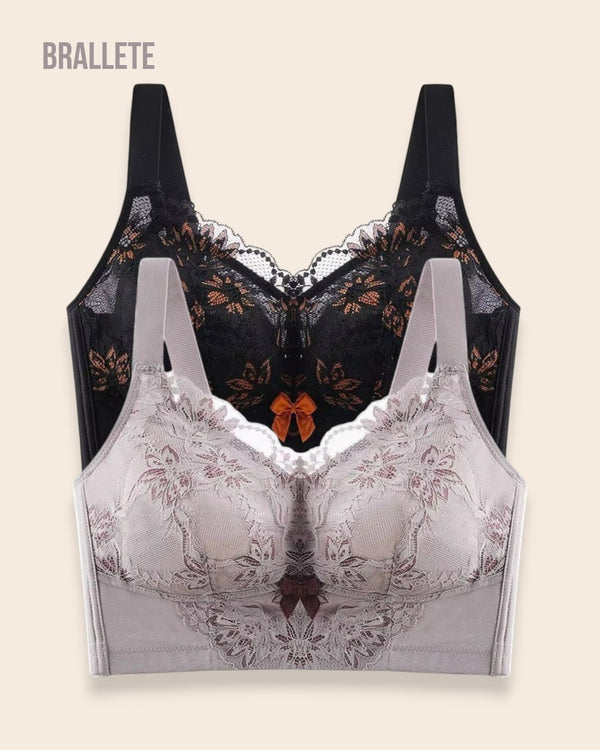 Brasier Longline Con Encaje Fresia – Compre 1 y Lleva 2 Negro + Lila Brasier Longline