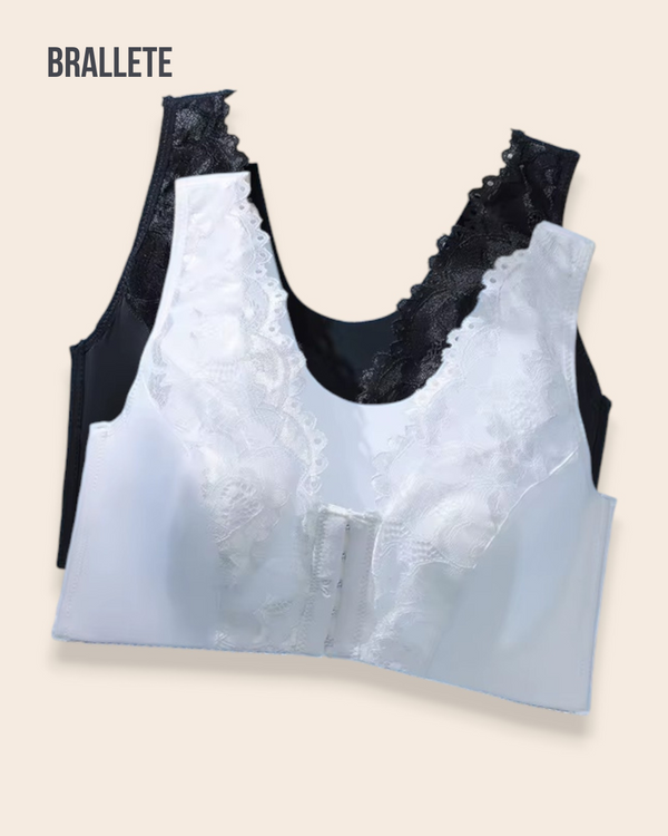 Brasier Bralette Sin Varillas Y Alto Soporte Geranio - ¡Compra 1 y Lleva 2! Negro + Blanco Brasier Bralette