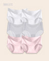Panties Sin Costuras Cintura Alta Cianita - Kit 6 Piezas Blanco + Gris + Rosa Panties