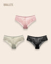 Panty Con Encaje Cintura Alta Corsica - Compra 2 y Lleva 3 Rosa + Verde + Negro Panties