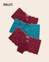 Panty Con Encaje Cintura Regular Camellia - Kit 3 Piezas 2x Rojo + Azul Claro Panties