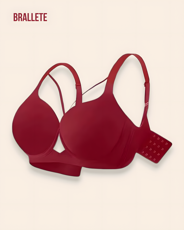 Brasier Bralette Push-Up con Varillas y Tirantes Ajustables - Brallete Burdeos Brasier Bralette