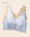 Brasier Bralette Sin Varillas Y Alto Soporte Geranio - ¡Compra 1 y Lleva 2! Nude + Blanco Brasier Bralette