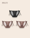 Panty Con Encaje Cintura Regular Seychelles - Kit 3 Piezas 2x Marrón + Negro Panties
