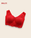 Brasier Longline Plus Size con Encaje - Brallete Rojo Brasier Longline