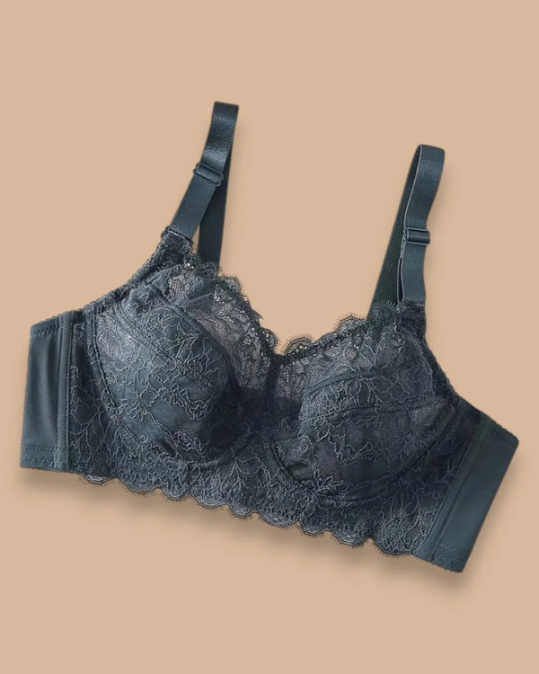 Brasier Bralette de Encaje con Varillas Flexibles y Soporte Alto - Brallete Brasier Bralette