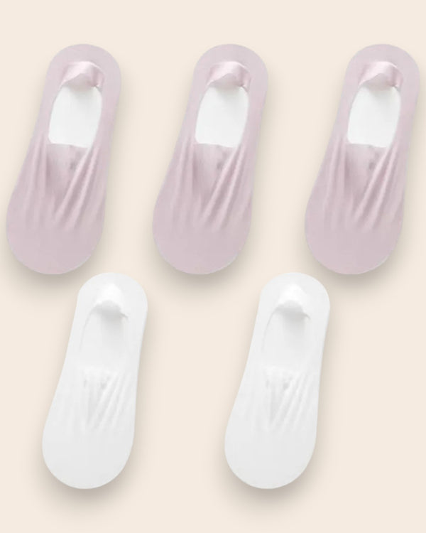 Calcetines Invisibles con Silicona Brallete - Kit de 5 Pares 3 Lila 2 Blancas del 3 al 8 Calcetines