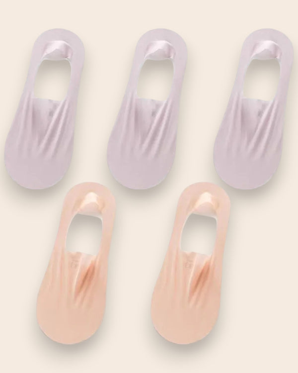 Calcetines Invisibles con Silicona Brallete - Kit de 5 Pares 3 Lila 2 Naranja del 3 al 8 Calcetines