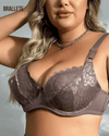 Brasier Bralette Push-Up Con Encaje Floral y Varillas - Brallete Caqui Brasier Push-Up