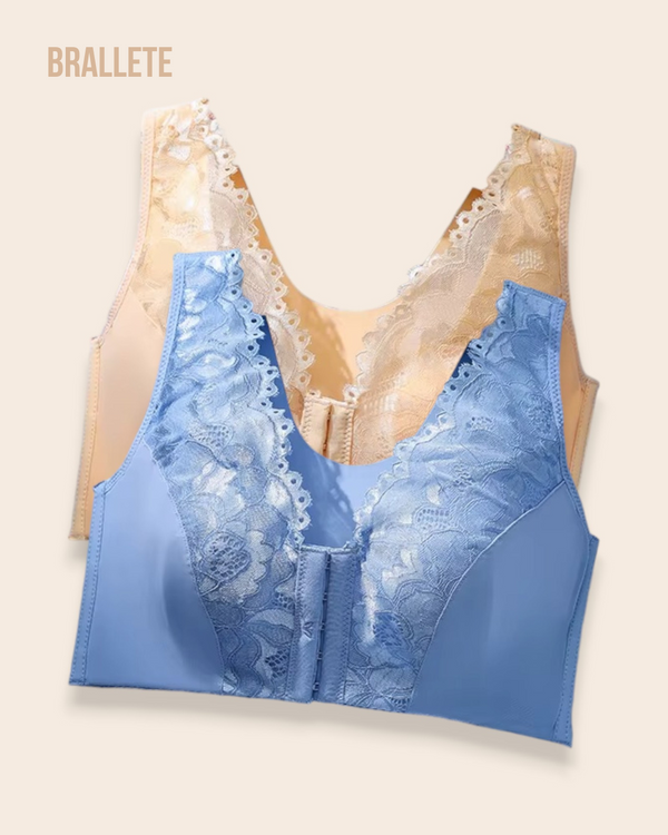 Brasier Bralette Sin Varillas Y Alto Soporte Geranio - ¡Compra 1 y Lleva 2! Nude + Azul Brasier Bralette