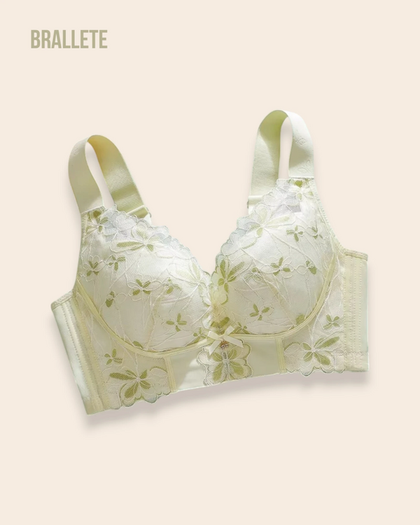 Brasier Longline de Encaje con Relleno Fino y Alto Soporte – Brallete Verde Brasier Longline