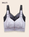 Brasier Longline Plus-Size Con Tirantes Convertibles – ¡Compra 1 y Llévate 2! Negro + Lila Brasier Longline