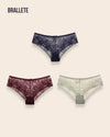 Panty Con Encaje Cintura Alta Corsica - Compra 2 y Lleva 3 Azul + Vino + Verde Panties
