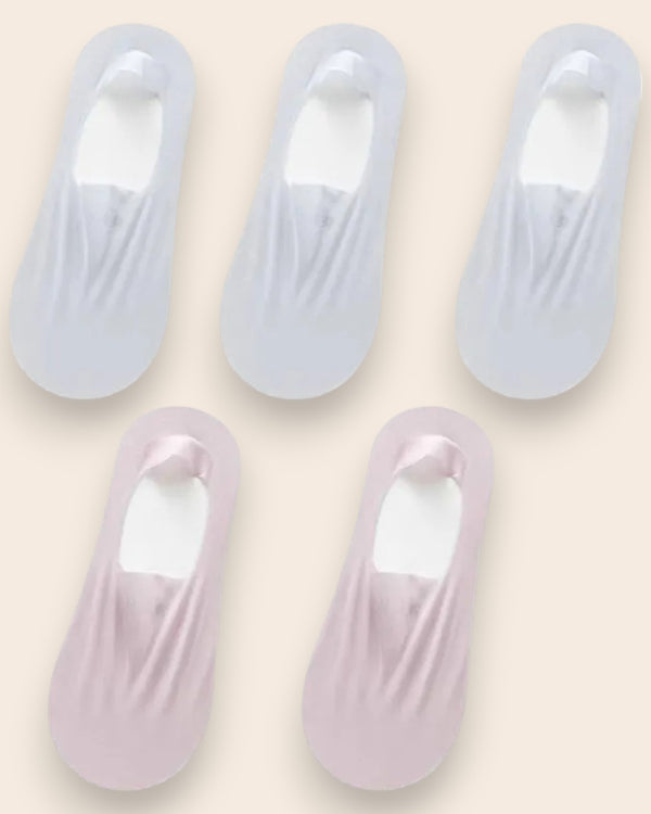 Calcetines Invisibles con Silicona Brallete - Kit de 5 Pares 3 Gris 2 Lila del 3 al 8 Calcetines